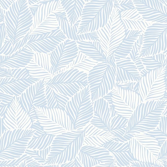 Dimoon Blue Peel and Stick Wallpaper Geometric Contact Paper for Bathroom Kitchen Striped Botanical Stick on Wall Paper Leaf Boho Removable Wallpaper Renter Friendly Vinyl Waterproof 17.3''x197'' by DIYYOURMOON