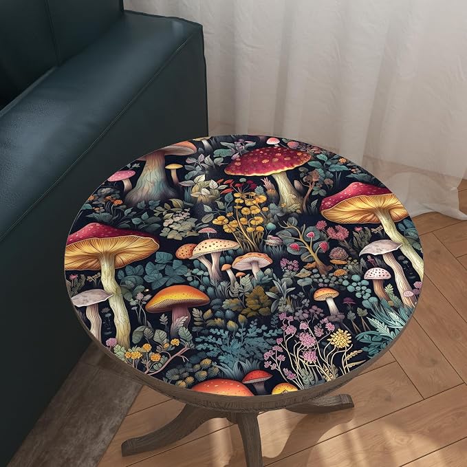 BOKEBEVE Mushoroom Wallpaper Peel and Stick Boho Black Red 17.5 x 393.5In | Extra Long Removable Renter Friendly Vintage Floral Wall Paper for Bedroom Bathroom Living Room Feature Accent Wall - Image 6