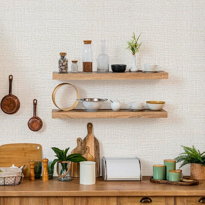 Beige Wallpaper Grasscloth Peel and Stick Wallpaper 17.7in x 118in | Faux Linen Vintage Wallpaper Textured Removable Wall Paper Grass Cloth Cabinets Bedroom for Cabinet Self Adhesive Vinyl - Image 7