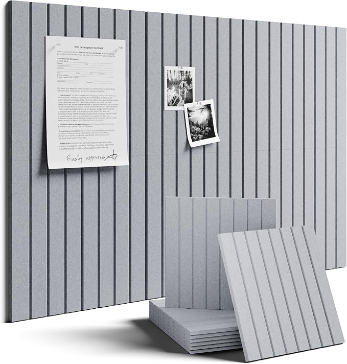 Fluxynara 36" x 24" Large Felt Bulletin Board, Soft Gray | 6 Pack Cork Board Alternative with 30 Safe Adhesive Tabs, Felt Pin Boards for Wall Decor, Home, Office, Classroom, Dorm by FLUXYNARA