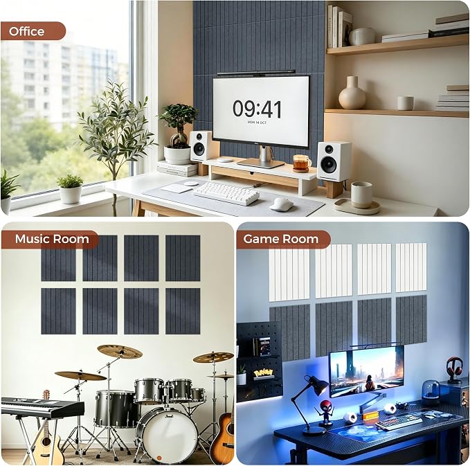 TO-TH Peel and Stick Panels for Walls 12Pack Acoustic Panel, Moonlight Gray | Self-Adhesive, Reduce Echo&Noise, 100%Polyester Fiber,11.8"×15.7"×0.35", Soundproof Wall Panels for Indoor Acoustic Treatment - Image 8