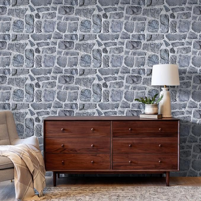 COMSTICKC 3D Faux Stone Wall Panels Peel and Stick, 12 Pcs 22.8" x 11.8" | Gray, Not Real Stone, Ultra-Light Thin PVC Wall Sticker, 3D Fake Rock Tiles Covering for DIY Interior Decor,Cover 22.48 sq ft - Image 6