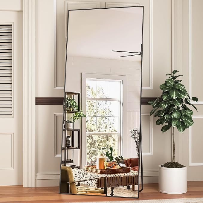 Antok Full Length Mirror, 71"x32" Floor Mirror with Stand, Black, Rect - Image 9