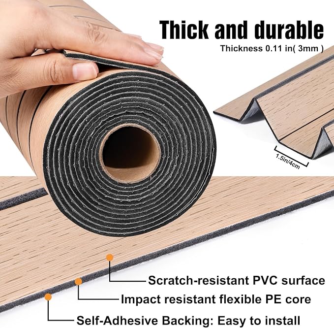 3D Wood Slat Wall Panels Peel and Stick Faux Wood Grain Thick Wallpaper 15.7"x118" Acoustic PET & IXPE Foam Paneling Self-Adhesive Decor for RV Living Room Bedroom Ceiling DIY Accent Wall Covering - Image 3