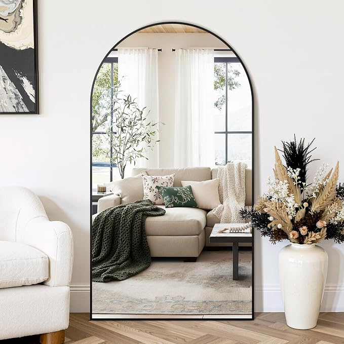 Arched Bathroom Mirror for Wall, 55" x 30" Metal Frame Vanity Mirror, Black - Image 5
