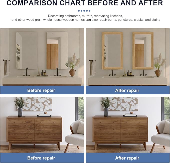 TIANLDD 27 FT Wood Grain Wallpaper Border, Removable Waterproof Mirror Border Peel and Stick,Bathroom Mirror Frame Border.(Natural Oak) - Image 2