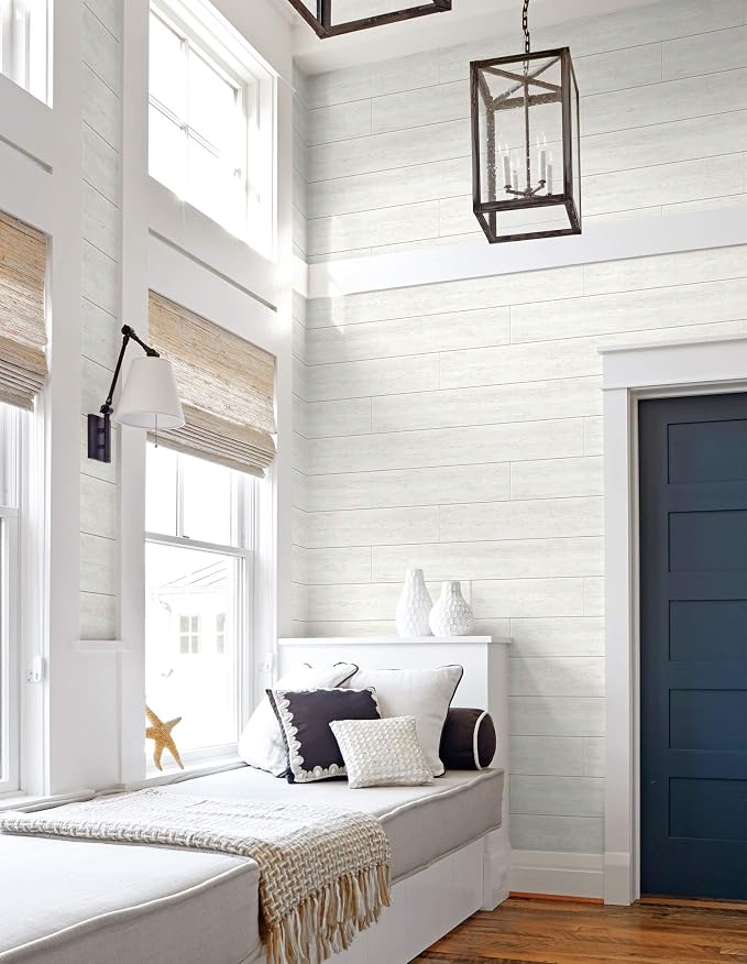 Real Wood Wall Planks-5" White Shiplap Panel Peel and Stick 10Pack 12.5SqFt | 5in wide solid wood shiplap planks-easy DIY wall shiplap panels Perfect for accent wall,backsplash,bedroom, living room - Image 7