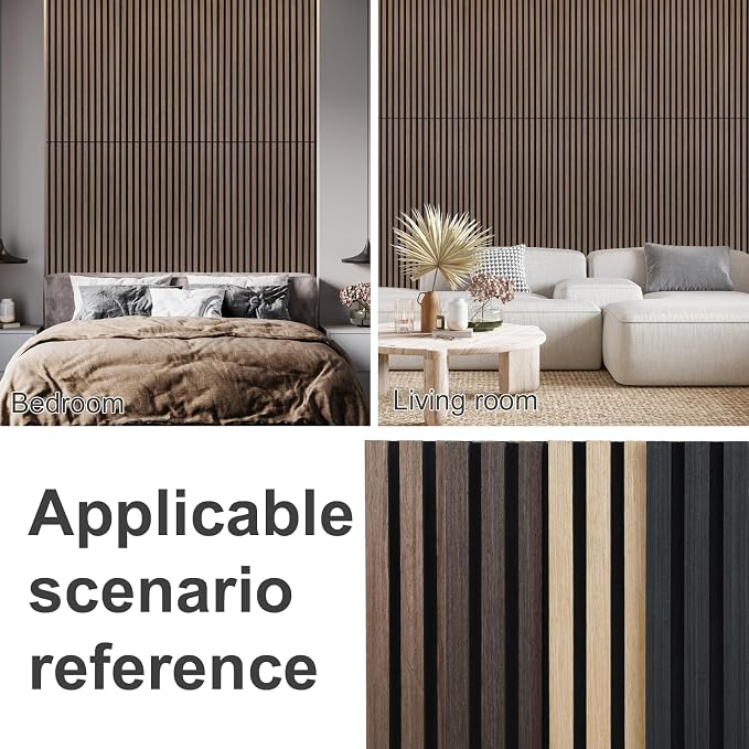 Wood Panels for Wall Acoustic Slat Wall Panels 2-Piece 47.2"×23.6" 3D Fluted Sound Absorbing Panel for Interior Wall Decor and Ceiling - Walnut - Image 6