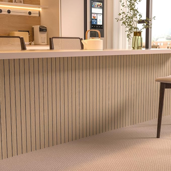 Peel and Stick Wood Slat Wall Panels, Yellow Wood, 118 x 15.7 in | 2.8mm 3D Flexible PVC Wood Panel, Faux Wood Self-Adhesive Foam Wallpaper for Bedroom, TV Wall & Office, 12.86 Sq ft - Image 4