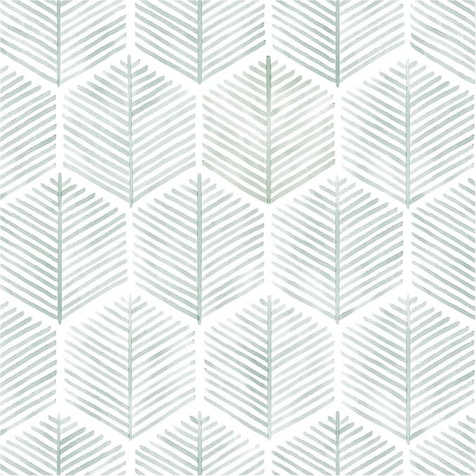 OSECAGE Modern Peel and Stick Wallpaper Boho Contact Paper 17.3''×591'' | Geometric Self Adhesive Wallpaper Removable White and Green Wall Paper Decorative for Bedroom Bathroom Cabinets Decor Vinyl by OSECAGE