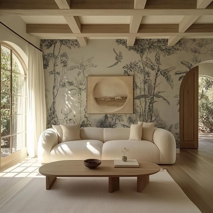 Vintage Tropical Botanical Peel and Stick Wall Mural, Canvas Wallpaper | Large Removable Woodland Mural for Living Room Bedroom Office Home Decor and Accent Walls in Multiple Standard Sizes - Image 5