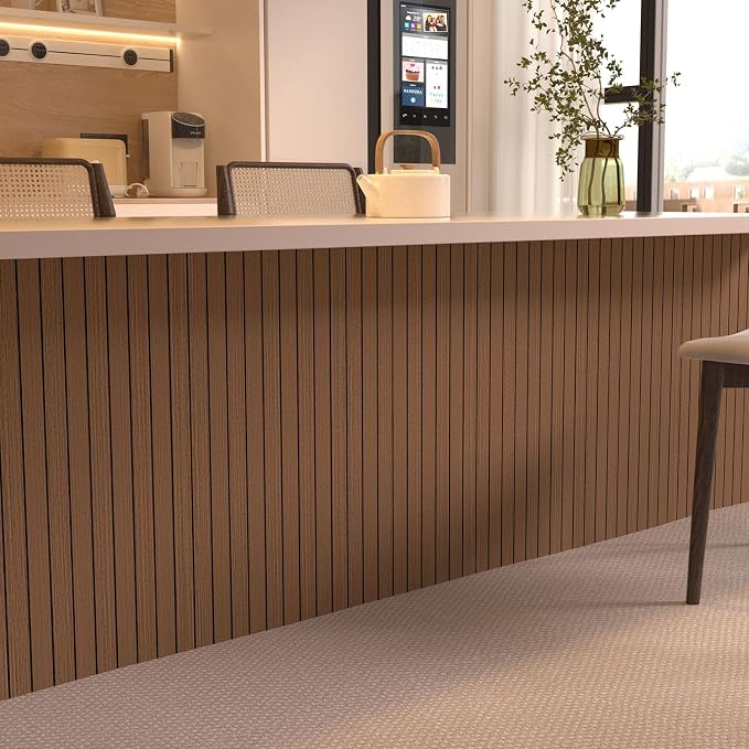 Peel and Stick Wood Slat Wall Panels, Teak, 118 x 15.7 in | 3D Fluted, PVC Paneling for Accent Wall, Ceiling, Living Room, Office, Bedroom - Image 4