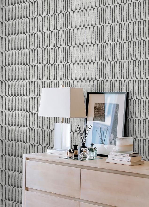NuWallpaper Porter Charcoal Peel and Stick Wallpaper, Charcoal Patterned Removable Contact Paper for Walls, Self Adhesive Wall Covering for Bedroom Living Room Accent Wall - Image 3