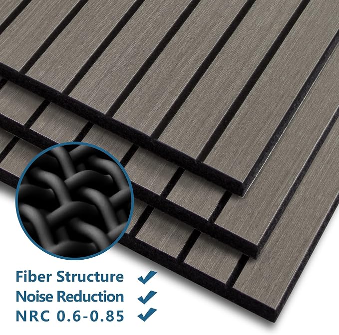 16-Pack Peel and Stick Acoustic Wall Panels, 11.8" x 11.8" PET Soundproof & Noise Cancelling Acoustic Felt, Self-Adhesive 3D Sound Absorbing Slat Wall Paneling for Interior Wall Decor, Gray - Image 3