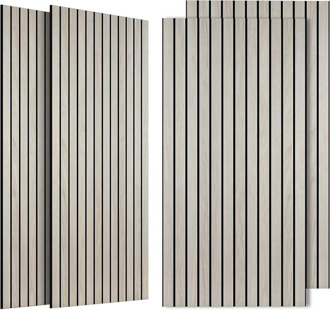 Acoustic Wall Panels,4 Pack 47.2”x23.6”x0.35”, Natural Oak | Simulated Wood Grain Finish Wall Panels,Decorative Acoustic Wall Panels,PVC Wood Wall Panels for Office,Home Theater,Studio by AUTORIFIC