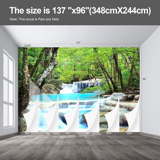 Forest Landscape Large wall murals Woodland Tree Peel and Stick self Adhesive Wallpaper for Bedroom Living Room - 96"x137" - Image 2