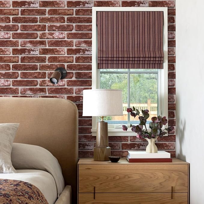 Commomy 3D Faux Brick Wall Panels Peel and Stick - 10pcs 15.74" x 11.8" | Ultralight Thin PVC Fake Brick Wallpaper Tiles Wall Covering for Home Office,Living Room Quick DIY Home Decor(12.92 sq.ft) - Image 8