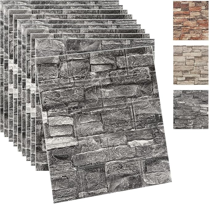 Yutianli 20PSC 3D Wall Panels Peel and Stick Faux Brick Wall Panels Self-Adhesive 3D Brick Wallpaper Foam Stone Wall Panel by Yutianli