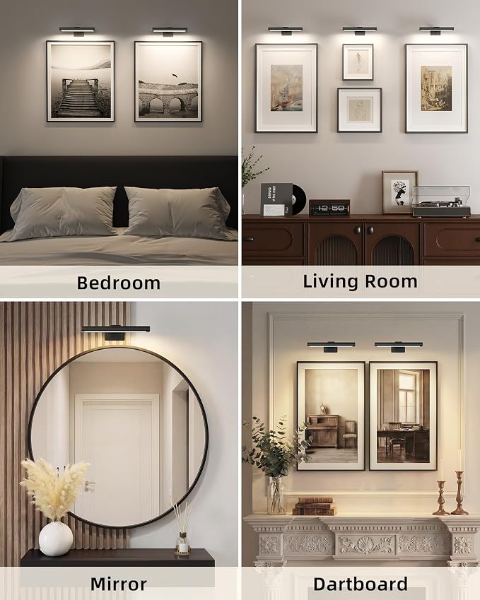 EZVALO Picture Light for Wall, Rechargeable 2400mAh Lights Wireless with IR Remote, 3 Color & Dimmable Magnetic 7.87'' LED Lights Display for Painting, Living Room, Gallery, Bedroom Art(Black-2P) - Image 7