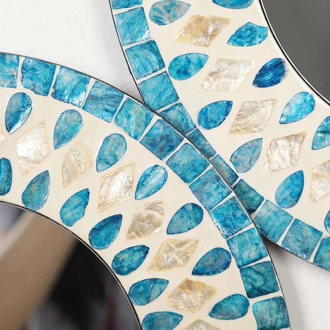 Handmade Mother of Pearl Mirror for Seasonal Holiday Wall Decor Blue - Image 2