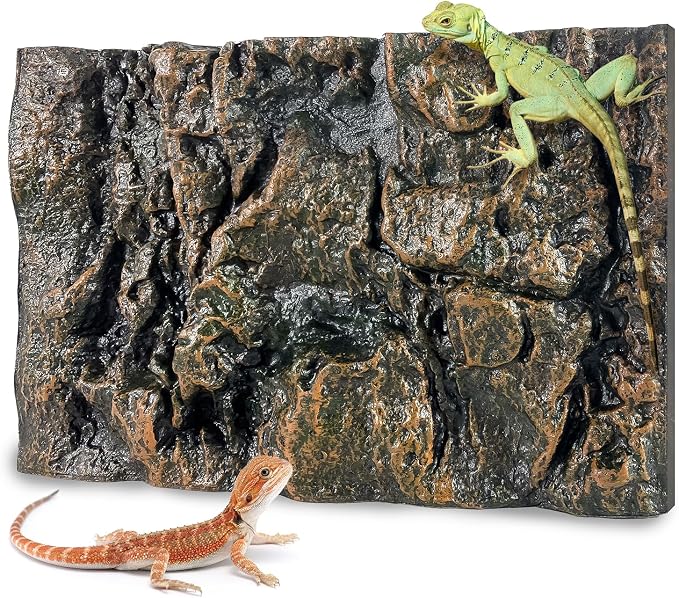 17.7x11.8in Rock Terrarium Background,3D Reptile Tank Background Board,Amphibian Stereo Backdrop Wall,Lizard Snake Gecko Spider Turtle Fish pet silo Background Decorative Panel(Yellow) by Sysmashing