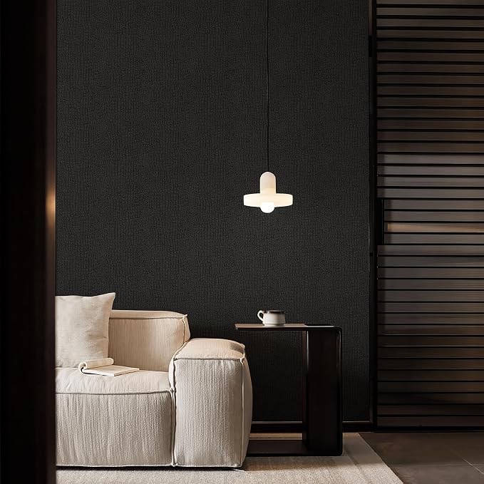 Fititem Black Peel and Stick Wallpaper Crocodile Texture Modern 393”×17.3” | Black Wallpaper for Bedroom Bathroom Waterproof Removable Self Adhesive Wallpaper 3D Embossed Faux Leather Contact Paper Dark - Image 7