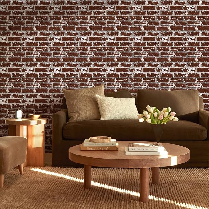 3D Faux Brick Wall Panels Peel and Stick, Designed for Quick DIY | Christmas Red, 10 Pcs 11.8" x 11.8", Small Brick-Look, PVC Fake Brick Wall Covering for Wall Renovation, Cover 9.7 sq ft - Image 7