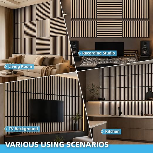 Art3d 6-Pack Acoustic Wood Slat Panel & Ceiling Tile, 2 x 2 ft, Natural Oak | Crack-Resistant, Scratch-Resistant, Eco-Friendly, Durable, Grid Compatible, Ideal for Living Room, Bedroom & Home DIY Upgrade - Image 9