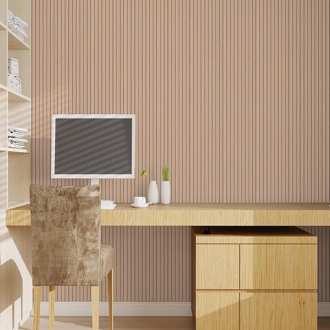 3D Wood Slat Wall Panels Peel and Stick Faux Wood Grain Thick Wallpaper 15.7"x118" Acoustic PET & IXPE Foam Paneling Self-Adhesive Decor for RV Living Room Bedroom Ceiling DIY Accent Wall Covering - Image 5