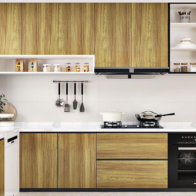 WESTICK Brown Wood Peel and Stick Wallpaper Light Wood Grain Contact Paper for Countertops Desk Waterproof Vintage Natural Wooden Vinyl Wrap for Cabinets Kitchen Island Bathroom Table 15.8"x80" - Image 5