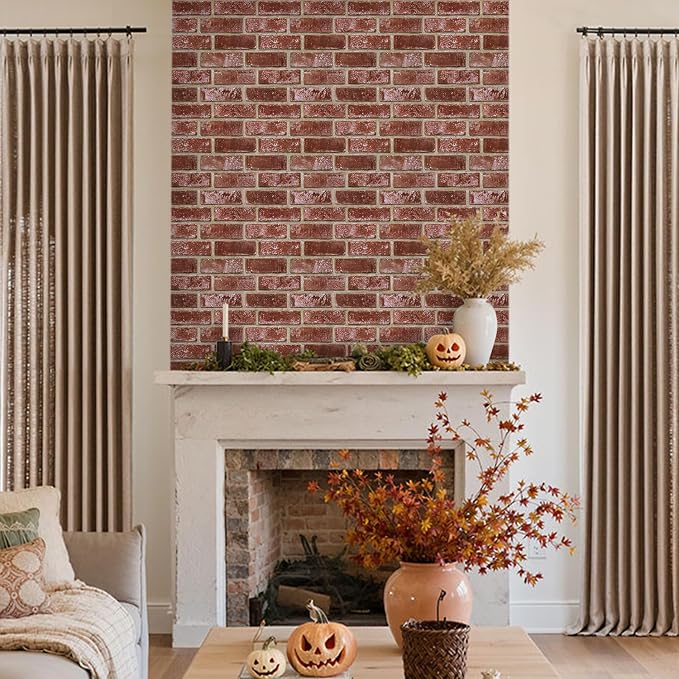 3D Peel and Stick Faux Brick Wall Panels 11.8" x 11.8" 10-Pack | Red Orange, Small Brick-Look Textured Sticker, Thin Lightweight PVC Self Adhesive Tiles for Interior Decor, Cover 9.7 sq ft - Image 9