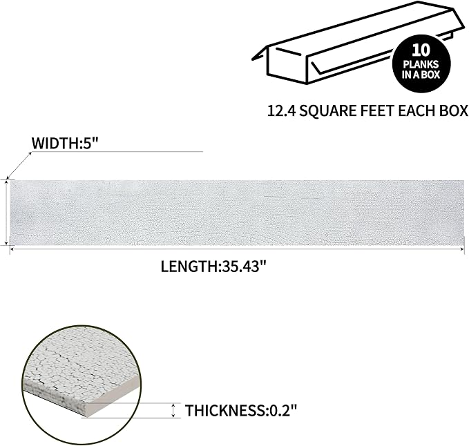 Brosisincorp Real Wood Shiplap Peel and Stick Wall Panel Crack White 10 Pcs | Natural Pine Wood Plank for Interior Rustic Accent Wall, Easy DIY Self Adhesive, 35.43" L x 5" W Each, Covers 12.4 Sq Ft - Image 3