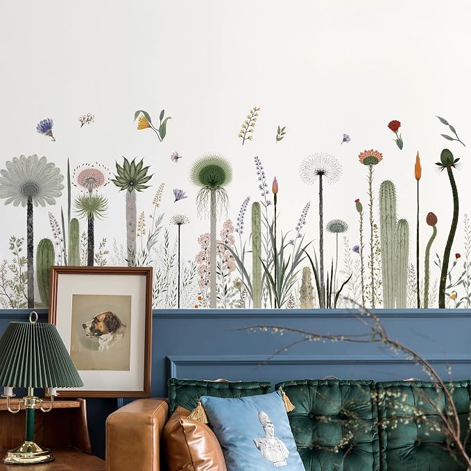 2 Pack Floral Baseboard Wall Stickers - Removable Peel & Stick Decals (3 Styles: Reeds, Flowers, Dandelions) - DIY Home Decor for Kids Girls Walls, Nursery, Classroom Wall Corner (Dandelions) - Image 4