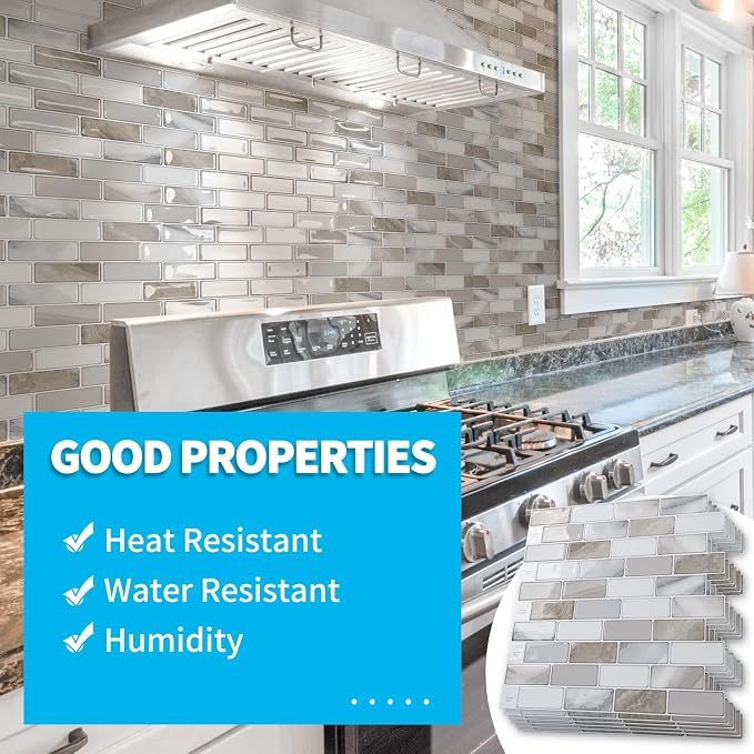Art3d 10-Pack Marble Peel and Stick Backsplash, 12 x 12 in, Beige & White | Strong Adhesion, Lightweight, Cuttable, Waterproof, Fadeless, Crack Resistant, for Kitchen, Bedroom, Ideal for Recently Moved - Image 6