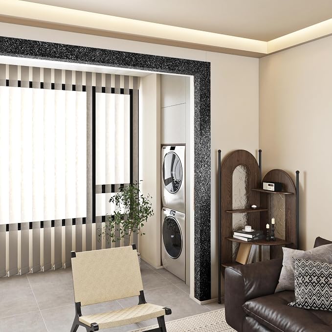 FunStick 3.9"x472" Black Glitter Border Wallpaper Peel and Stick Black Wallpaper Border Removable Wall Paper Borders Self Adhesive Glitter Contact Paper for Bedroom Bathroom Mirror Frame Borders Decor - Image 7