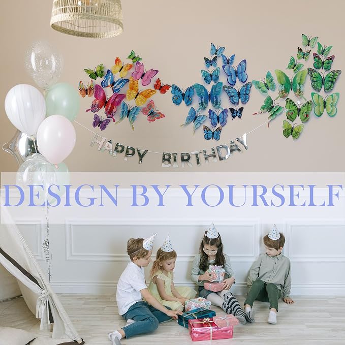 OPSEAM 3D Butterfly Wall Decor Butterfly Decorations Stickers with Magnets | 72 PCS Blue,12 Styles Double Layer Butterfly for Classroom Decoration,Locker Refrigerator, Reusable,Waterproof - Image 3