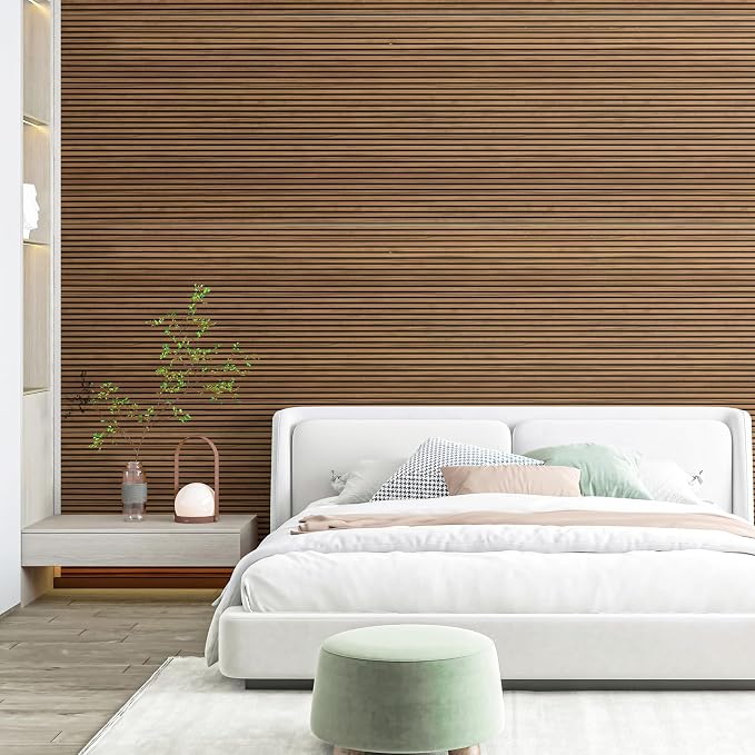 Art3d Fine Bar Design Slim Slat Wall Panel, 104 x 12 Inch, 4-Pack, Rosewood | Lightweight, Wainscoting, Waterproof, Easy to Clean, Sturdy, Glue on, Elegant Style, for Bedroom, Office, Home Improvement - Image 3