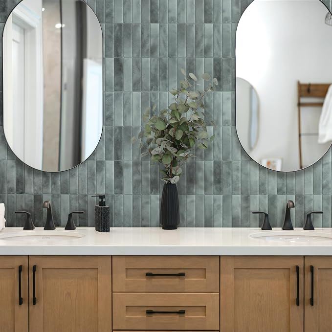 Smart Tiles Peel and Stick backsplash, Stacked Frost Gray, 11.43"x9" | Pack of 5 (3.5 sq ft), Glossy, Heat/Moisture Resistant, Low VOC, Kitchen/Bathroom, Renter Friendly, Made in Canada - Image 8