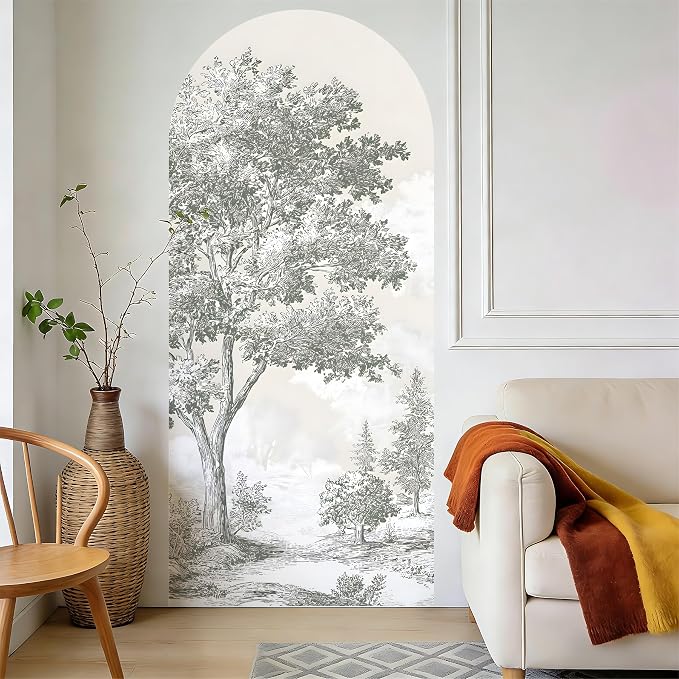 Arch Wall Decals Peel and Stick, Large Wall Stickers, Removable Home Decor Art Wallpaper for Bedroom Living Room 71'' × 31.7'' (Pine) - Image 6