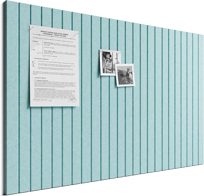 Bumusty 36"x 24" Large Felt Bulletin Board Tiles,Aqua Blue | 6-Pack Cork Board Alternative, Wall Decor, 30 Pushpins, 30 Adhesive Tabs, Vision Board, Office, Classroom, Home, Dorm by BUMUSTY