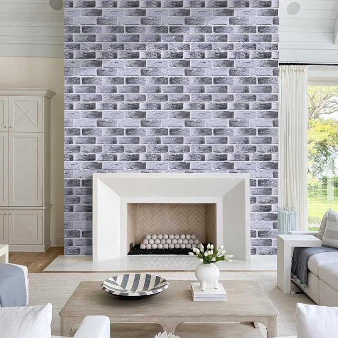 Commomy 3D Wall Panels Peel and Stick Faux Brick 10 Pcs 11.8" x 11.8" | Small Size Thin PVC Brick Wallpaper Tiles Backsplash for Kitchen,Bedroom,Living Room,Quick DIY Wall Decor(Covers 9.7 sq.ft) - Image 2