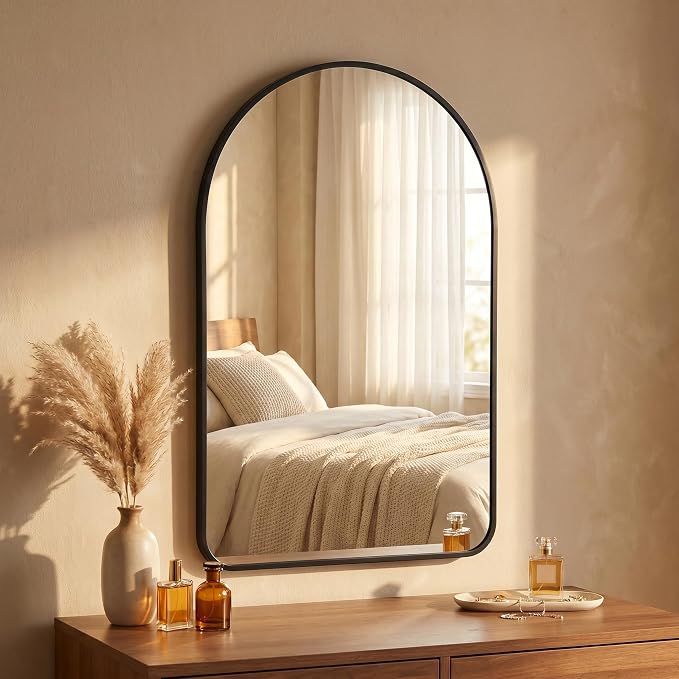 HARRITPURE 26"x38" Arched Bathroom Mirror Wall Mounted Black Arch Mirror - Image 6