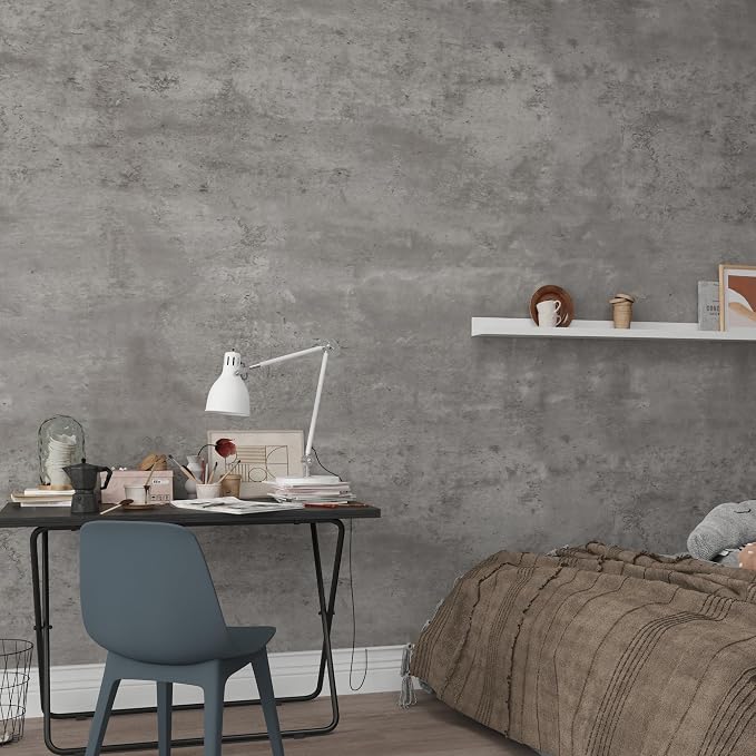 3yecao 16"×1181" 3D Extra Thick Large Size Light Grey Concrete Wallpaper Peel and Stick Industrial Gray Concrete Contact Paper Vinyl Matte Textured Faux Cement Wall Sticker for Bedroom Bathroom Walls - Image 7