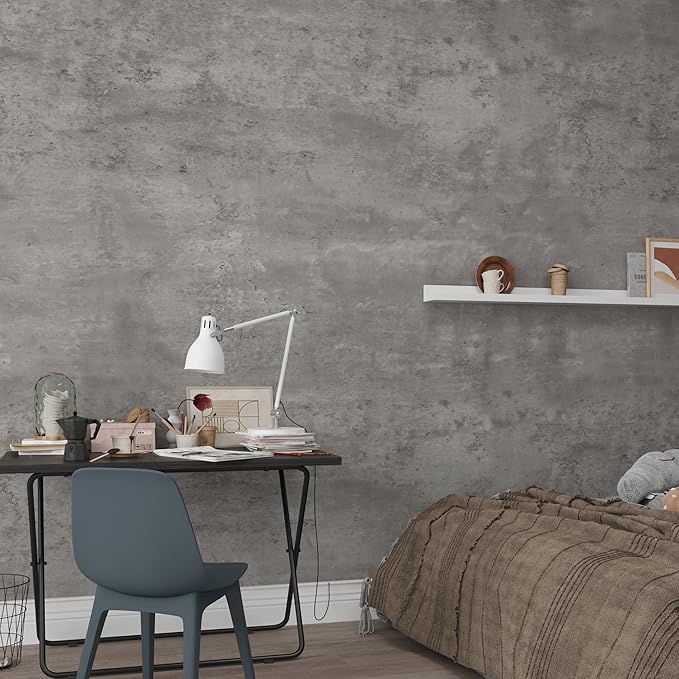 3yecao 16"×118" Light Grey Concrete Wallpaper Peel and Stick 3D Faux Extra Thick Grey Concrete Cement Contact Paper Vinyl Matte Texture Industrial Adhesive Gray Wallpaper for Kitchen Bedroom Bathroom - Image 4