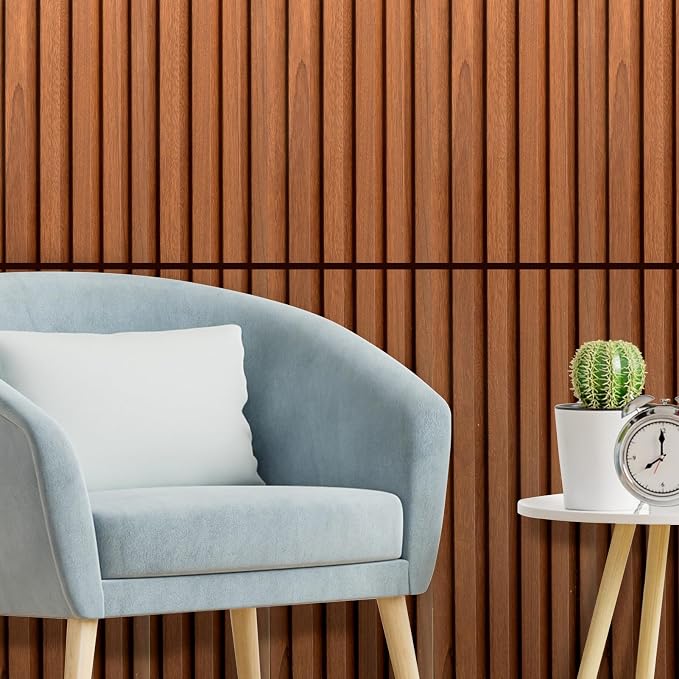Art3d 48 x 6 Inch WPC Wood Slat Wall Panels, 3D Wall Accents, 16-Pack, Teak | Real Wood Grain, Durable, Water Resistant, Wear-Resistant, No Emission, Eco-Friendly, Easy to Care, for Living Room, Bedroom - Image 2