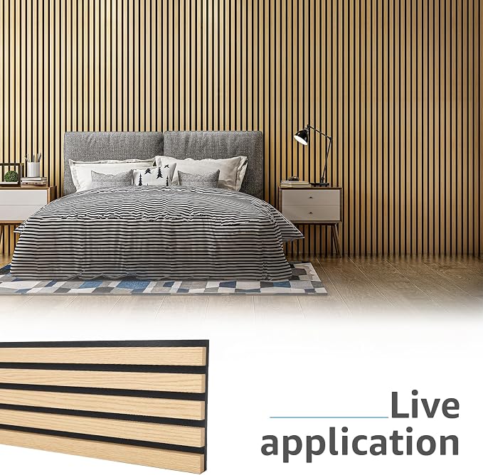 Art3d 4pcs-107 x 8in Slat Acoustic Panel for Wall and Ceiling, 3D Fluted Sound Absorbing Panel with Wood Finish, Oak - Image 2