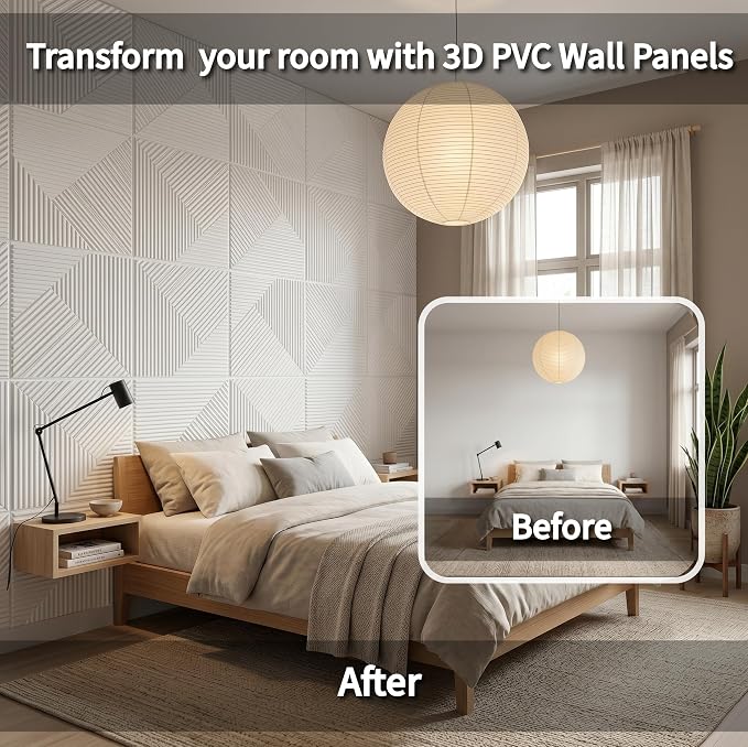 3D Wall Panels for Interior Wall Decor, PVC, White | 19.7x19.7 Inch, 12 Pack Covers 32 Sq Ft, Decorative Textured Tile, Paintable, Fire Resistant, Lightweight Modern Accent - Image 13
