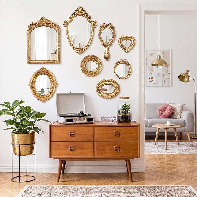 Vintage Mirror Set,11in/10in/5in/3in,Elegant Style,8 Pcs - Image 6