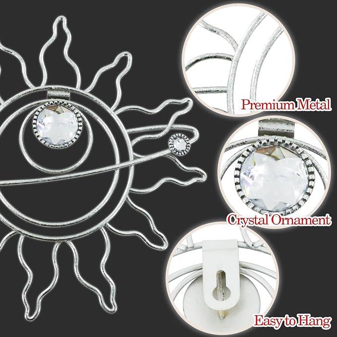 Silver Metal Wall Art, Abstract Sun Moon Star Decor, Handmade Wall Decor - Image 7
