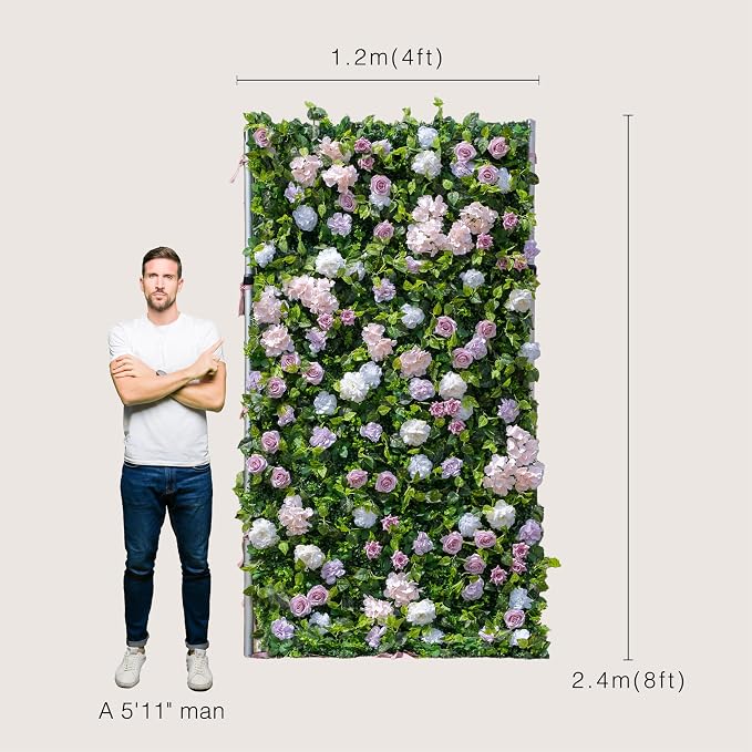 4ft*8ft Artificial Flower Wall Panels, 3D Silk Floral Wall Backdrop | Rose Roll Up Wall for Wedding, Baby Show, Party and Home Decor, Quick Assembly/Storage, Both Eco ＆ Pet Friendly, - Image 6